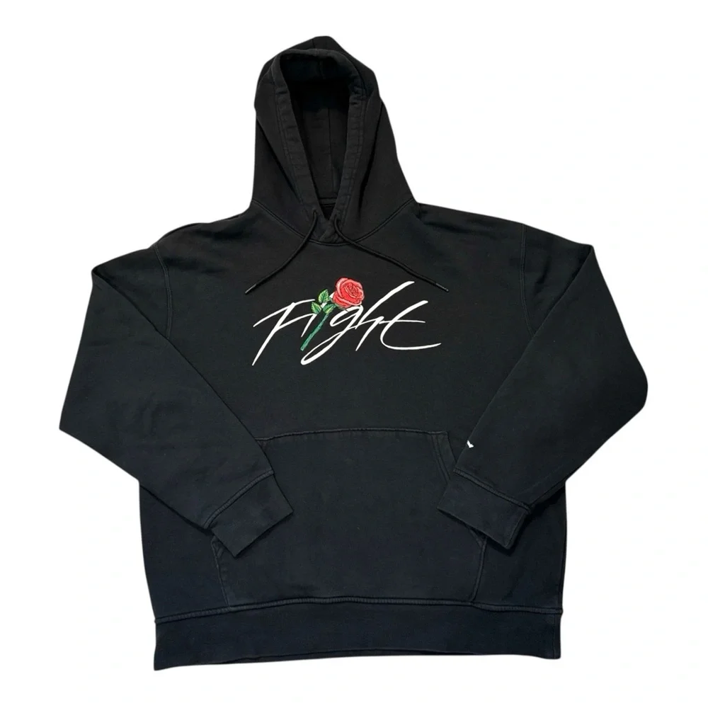 Jordan Black‎ Hoodie with Red Rose Embroidery